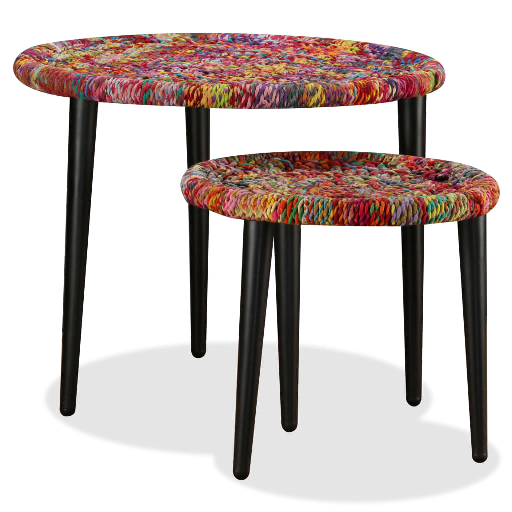 vidaXL Coffee Table Set Chindi Pattern Multicolour 2-piece