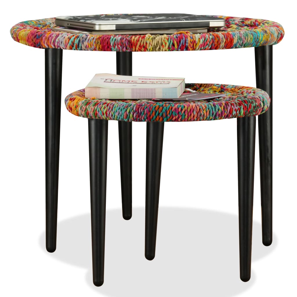 vidaXL Coffee Table Set Chindi Pattern Multicolour 2-piece