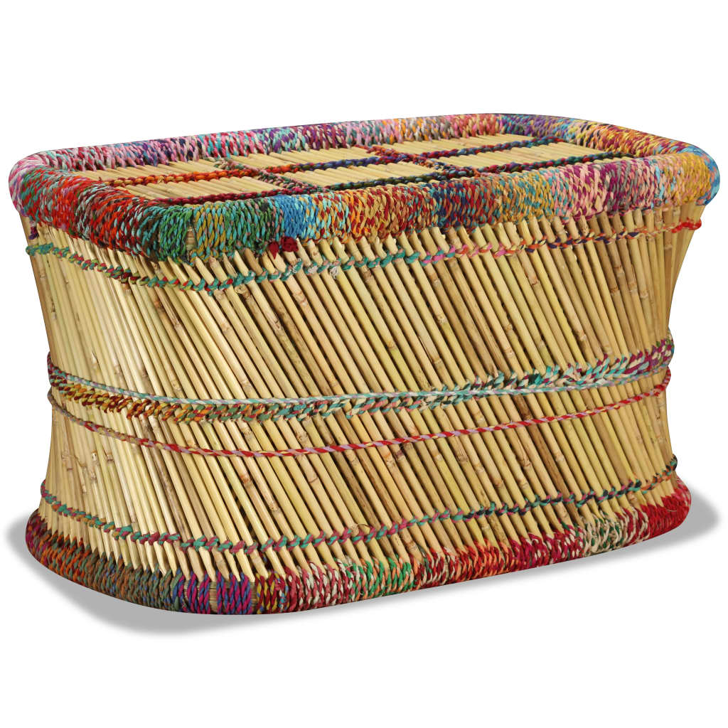 vidaXL Coffee Table with Chindi Details Bamboo Multicolored