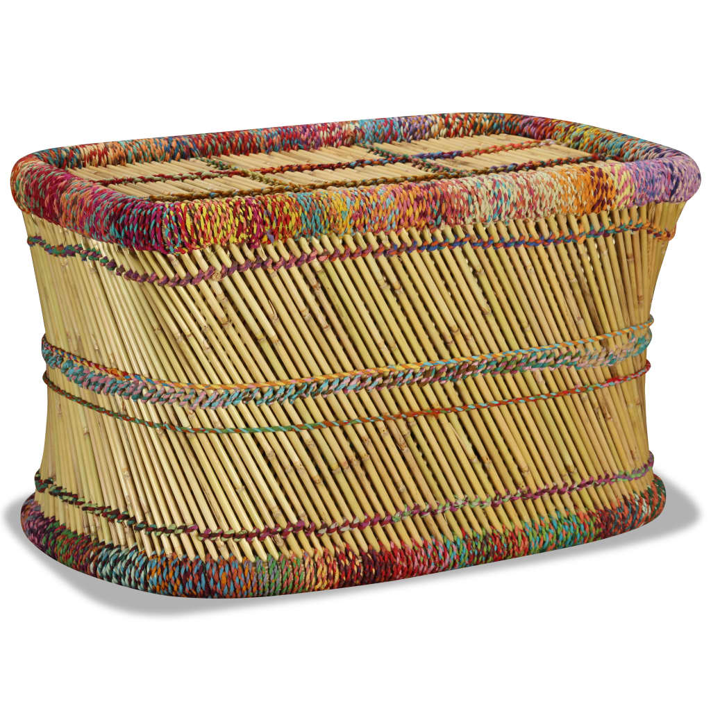 vidaXL Coffee Table with Chindi Details Bamboo Multicolored