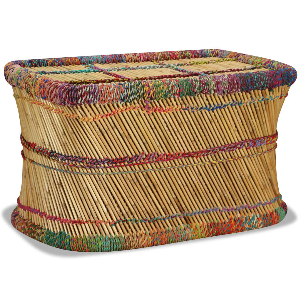 vidaXL Coffee Table with Chindi Details Bamboo Multicolored