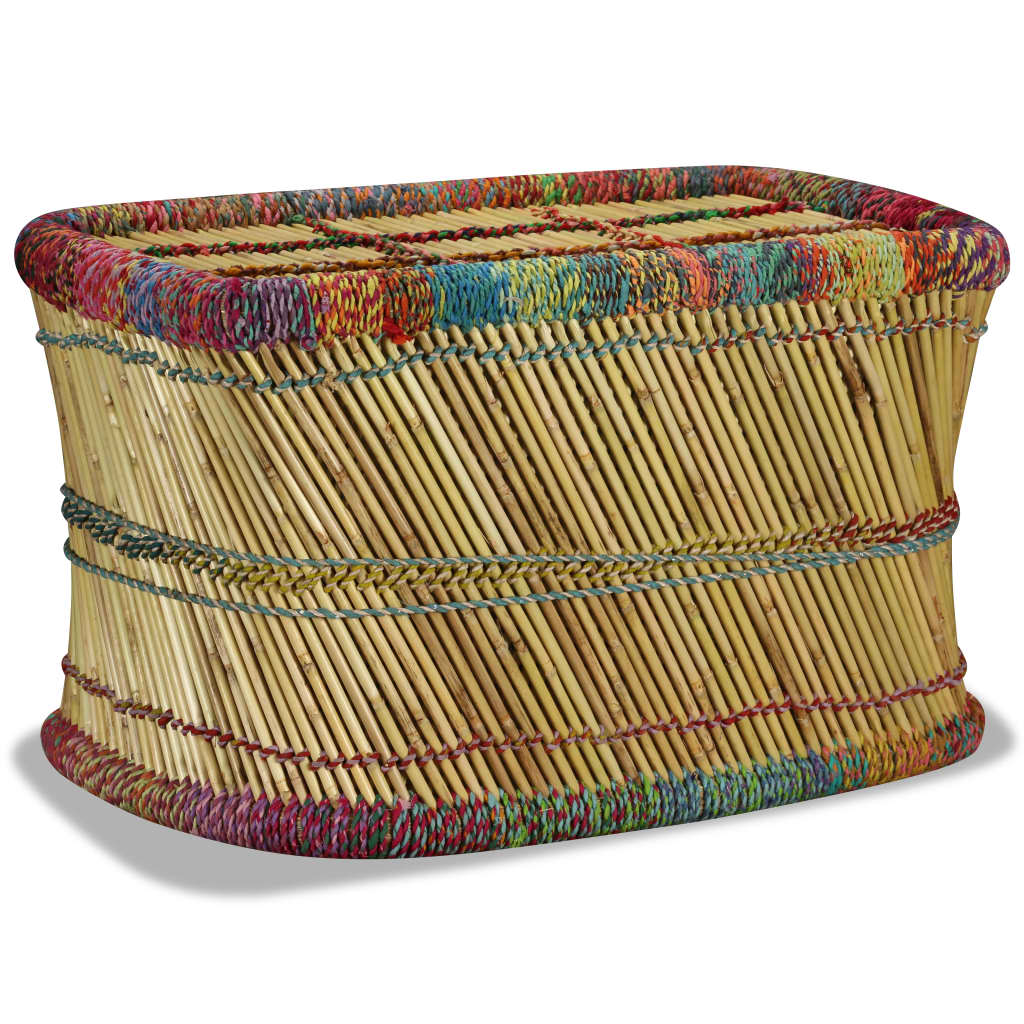 vidaXL Coffee Table with Chindi Details Bamboo Multicolored