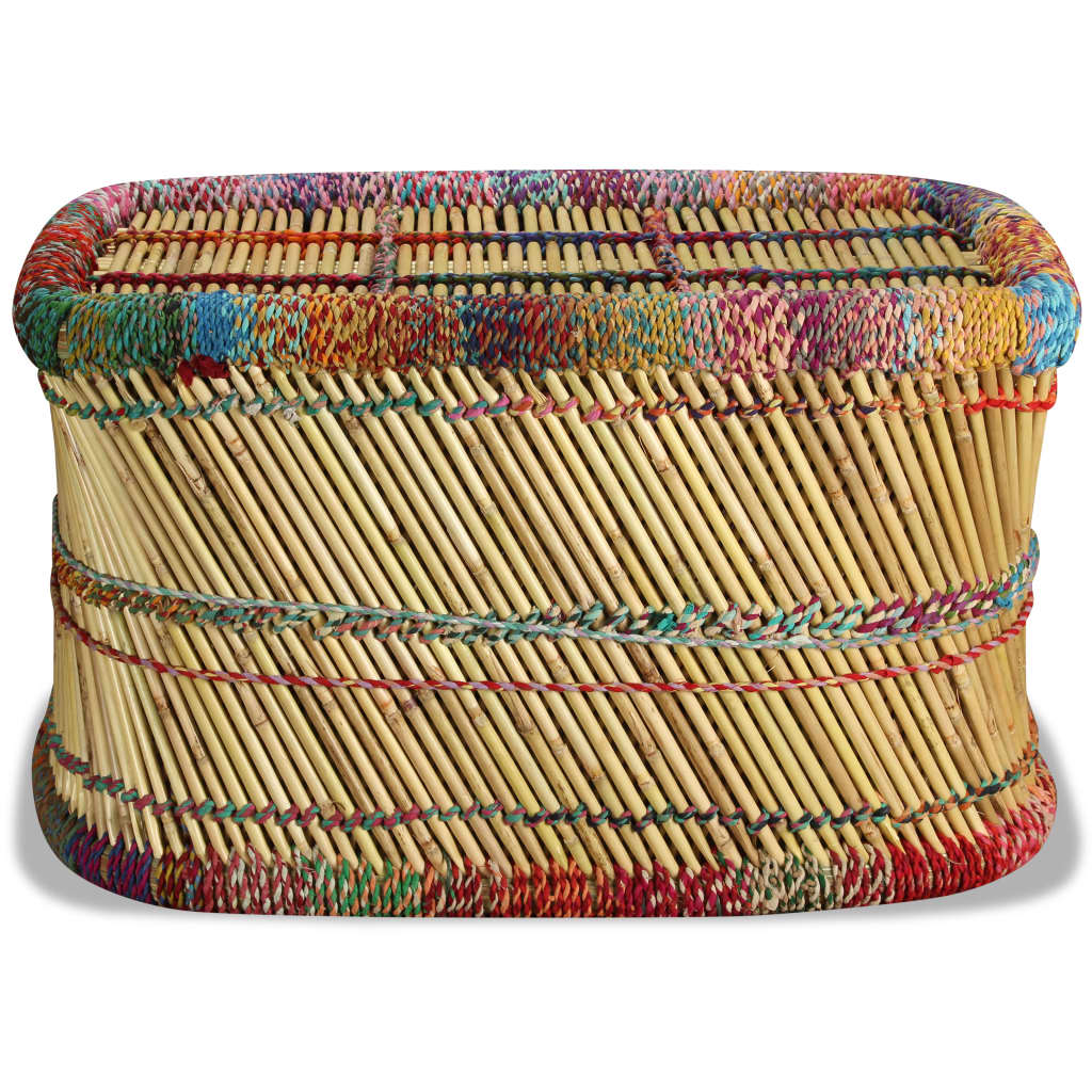 vidaXL Coffee Table with Chindi Details Bamboo Multicolored