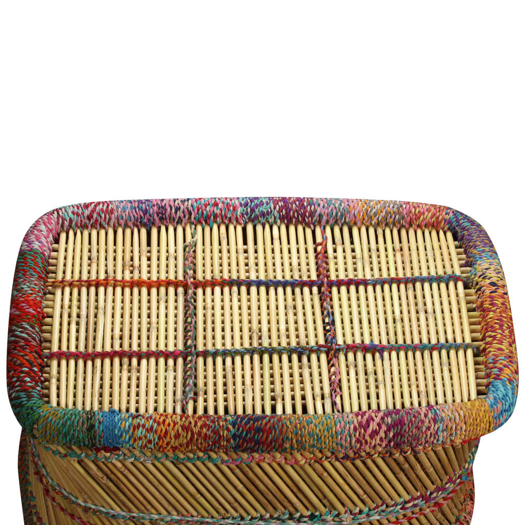 vidaXL Coffee Table with Chindi Details Bamboo Multicolored