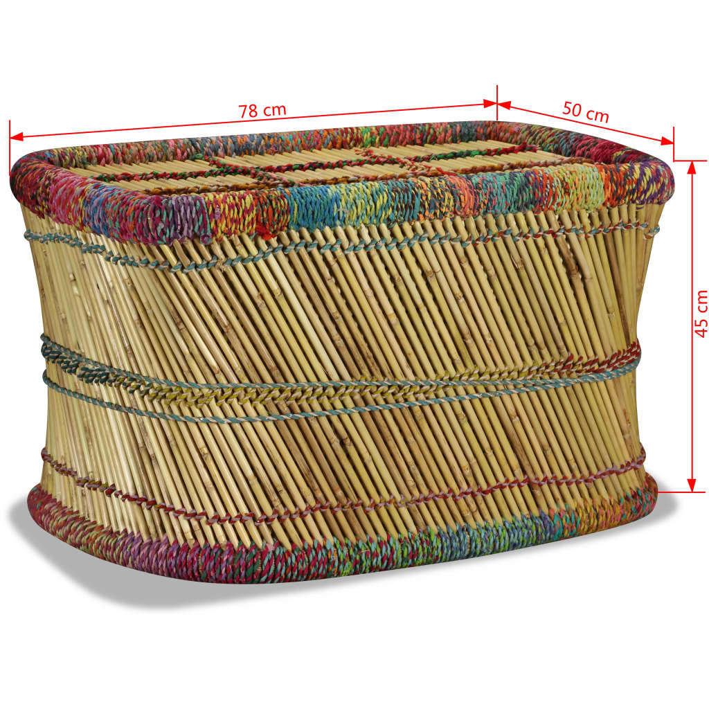 vidaXL Coffee Table with Chindi Details Bamboo Multicolored