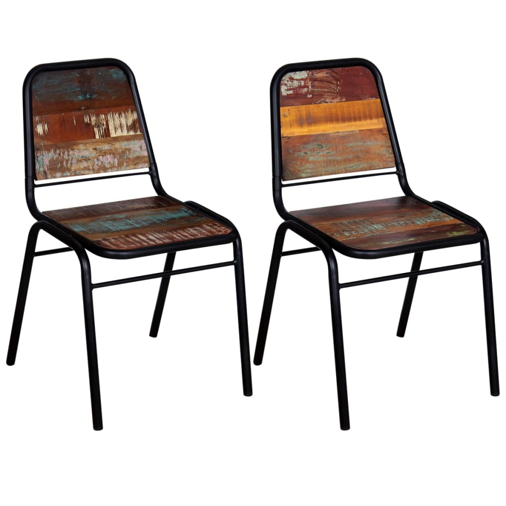 vidaXL Eetkamerstoelen 2 st massief gerecycled hout