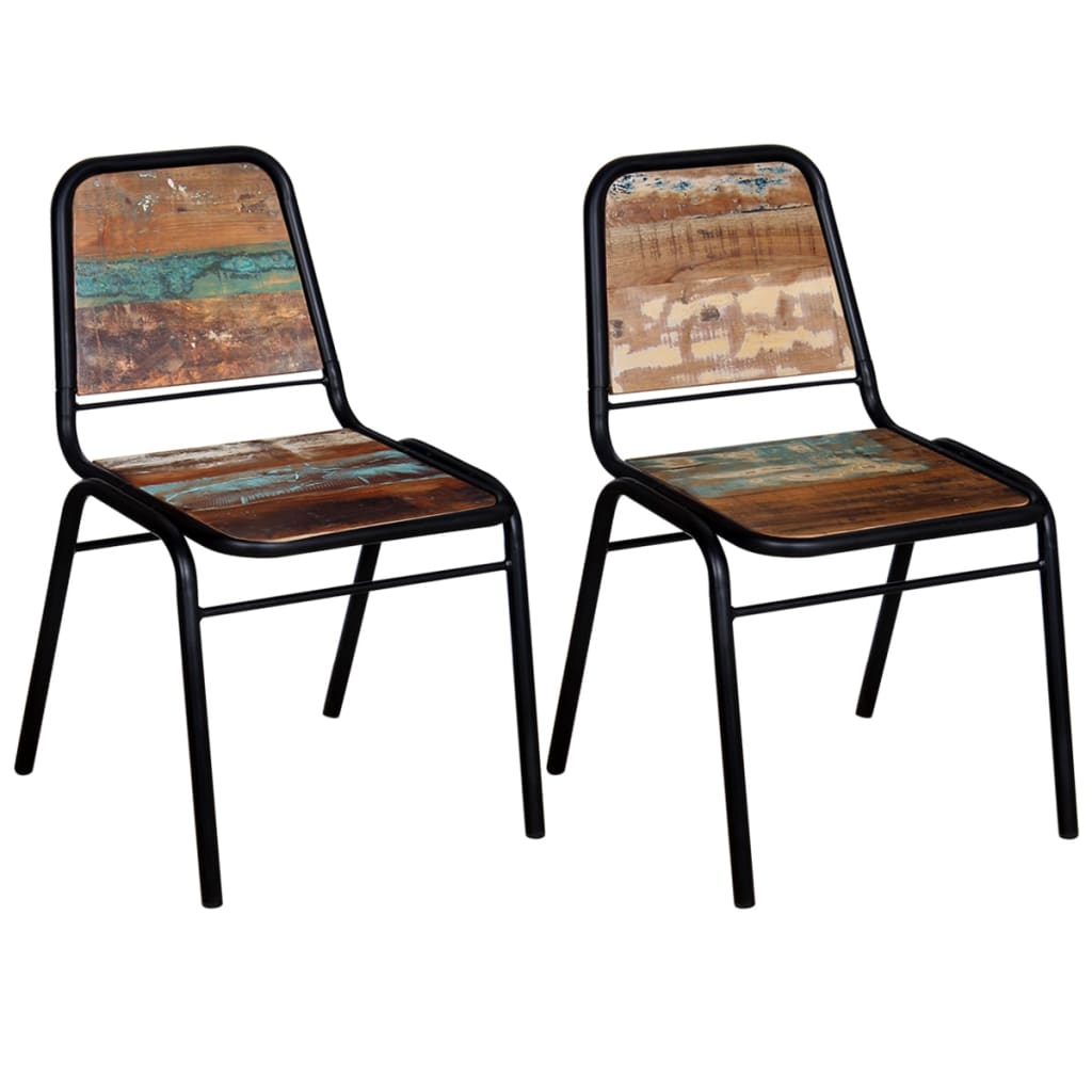 vidaXL Eetkamerstoelen 2 st massief gerecycled hout