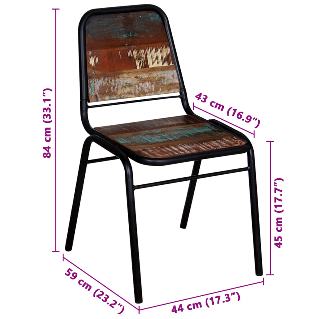 vidaXL Eetkamerstoelen 2 st massief gerecycled hout