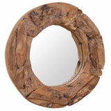 vidaXL Decorative Mirror Round 60 cm Teak Wood
