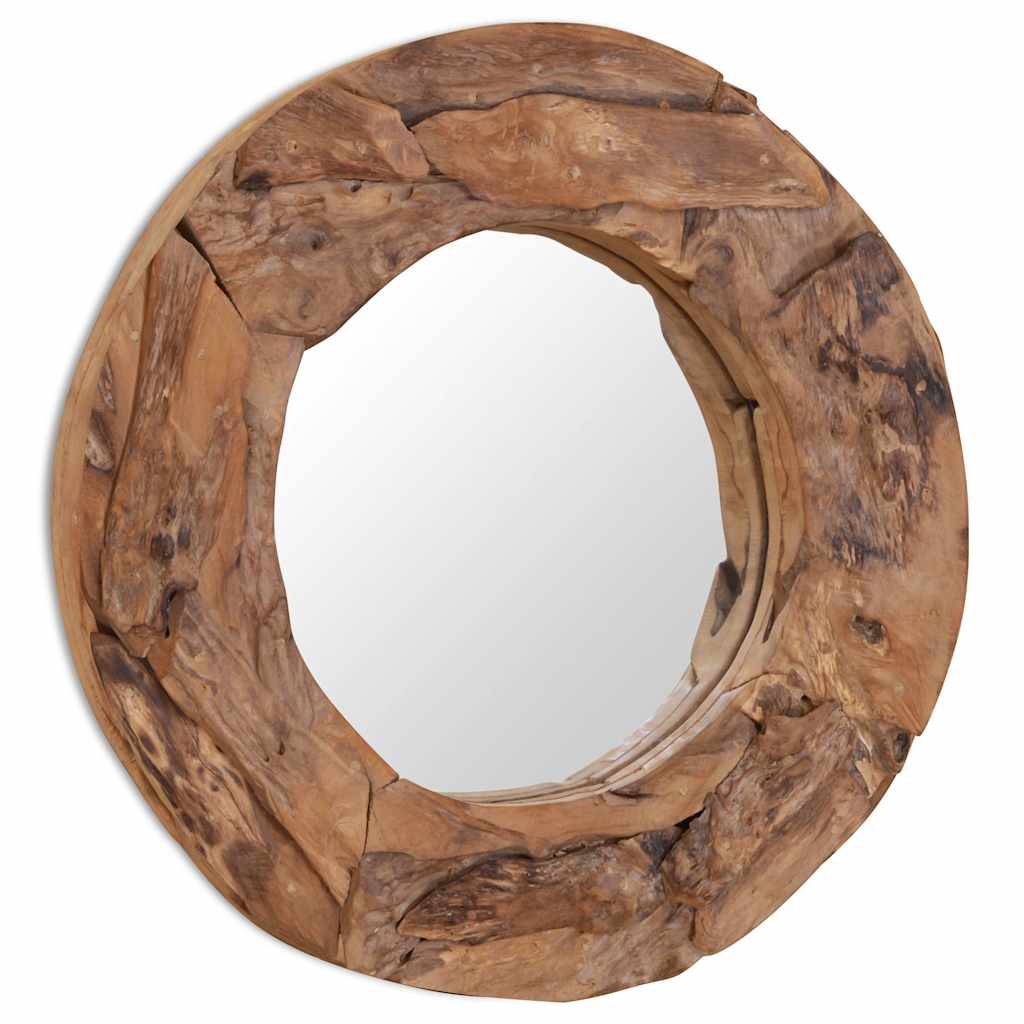 vidaXL Decorative Mirror Round 60 cm Teak Wood