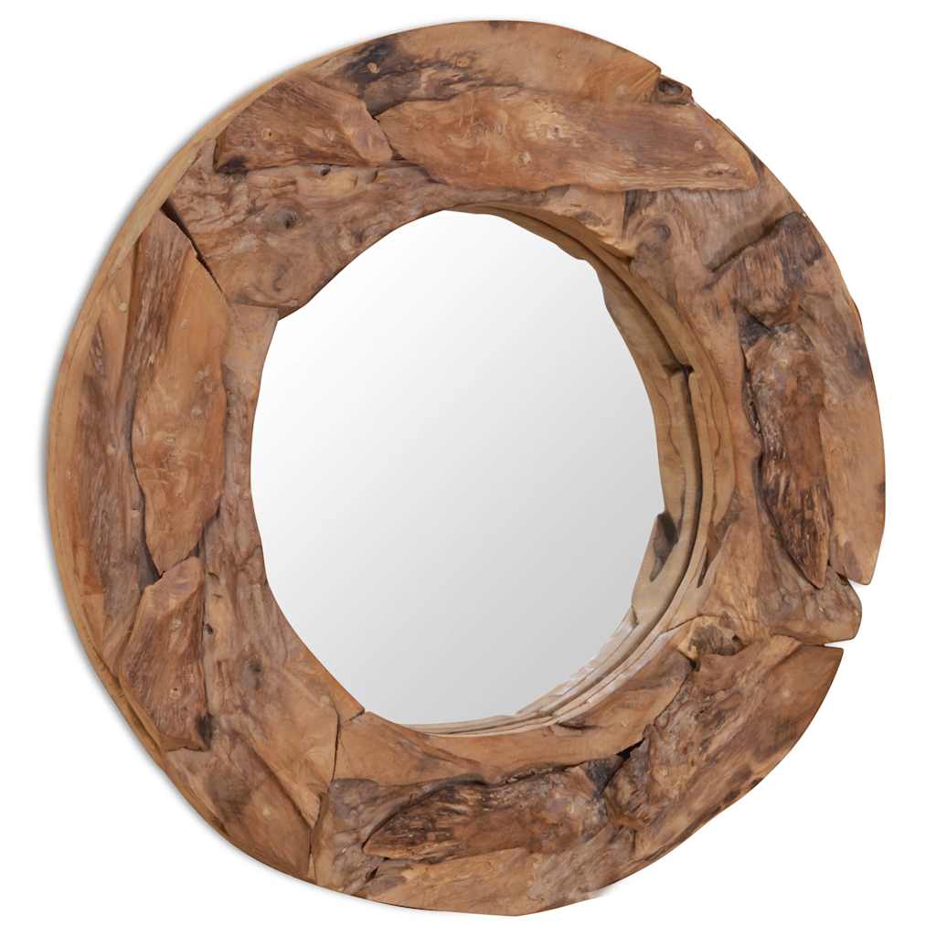 vidaXL Decorative Mirror Round 60 cm Teak Wood