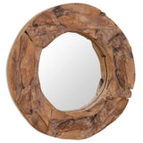 vidaXL Decorative Mirror Round 60 cm Teak Wood