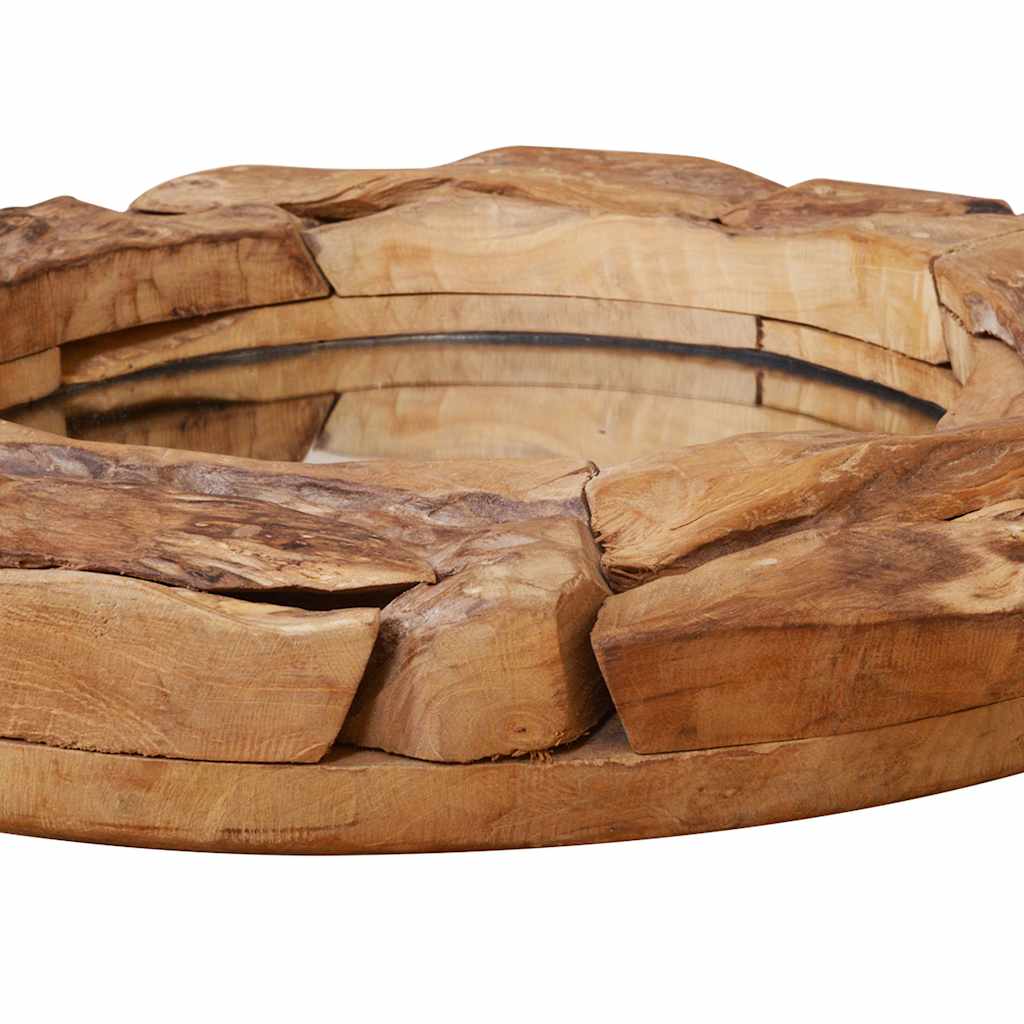 vidaXL Decorative Mirror Round 60 cm Teak Wood