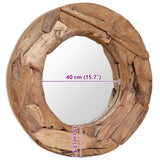 vidaXL Decorative Mirror Round 60 cm Teak Wood