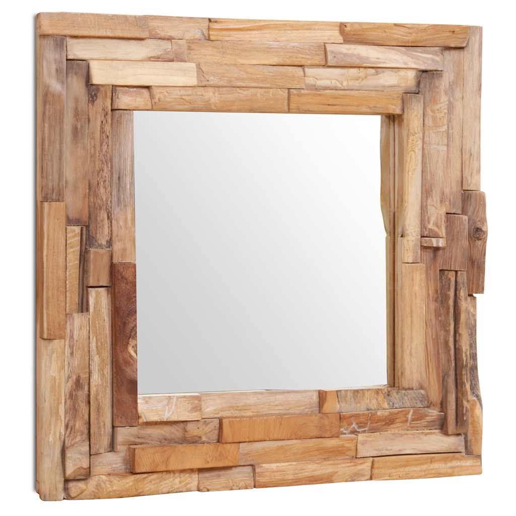 vidaXL Decorative mirror square 60x60 cm teak wood