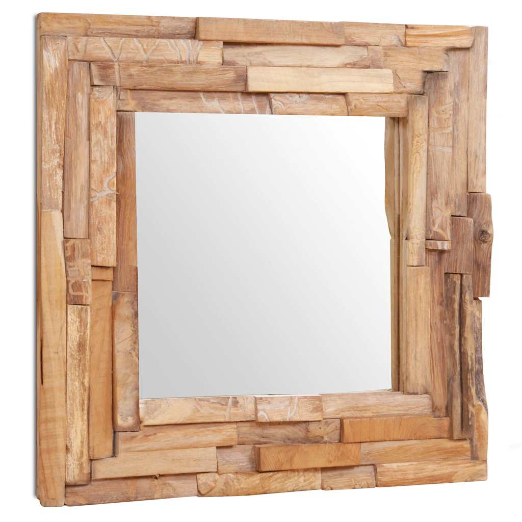 vidaXL Decorative mirror square 60x60 cm teak wood