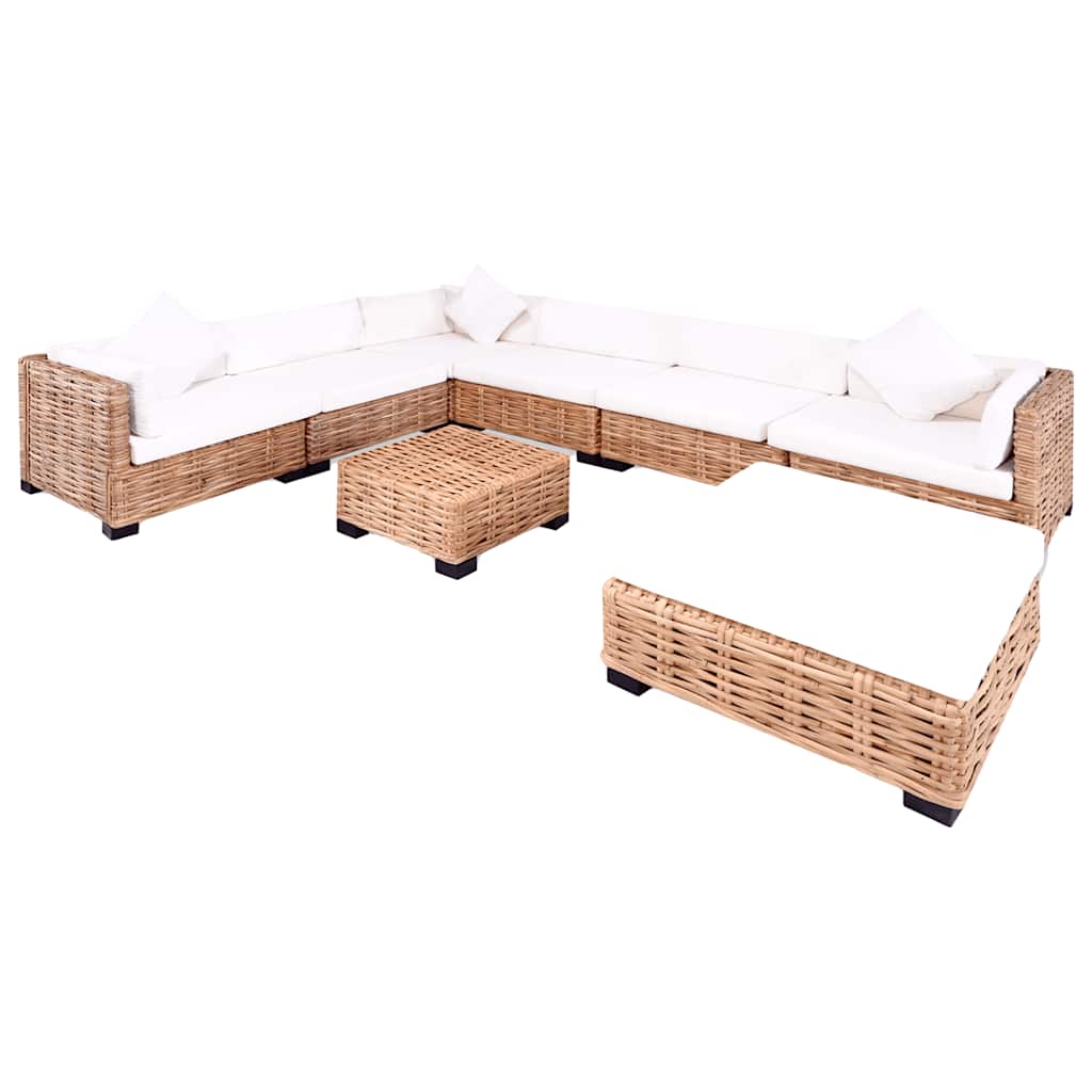 vidaXL Loungeset Natural Rattan 27-Piece