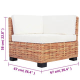 vidaXL Loungeset Natural Rattan 27-Piece