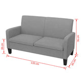 vidaXL Tweezitsbank 135x65x76 cm lichtgrijs
