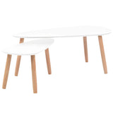 vidaXL 2-Piece Coffee Table Set Solid Pine Wood White