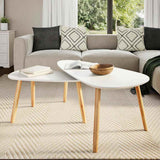vidaXL 2-Piece Coffee Table Set Solid Pine Wood White