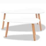 vidaXL 2-Piece Coffee Table Set Solid Pine Wood White