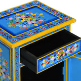 vidaXL Bedside Cabinet Hand-Painted Solid Mango Wood Turquoise