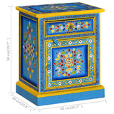 vidaXL Bedside Cabinet Hand-Painted Solid Mango Wood Turquoise