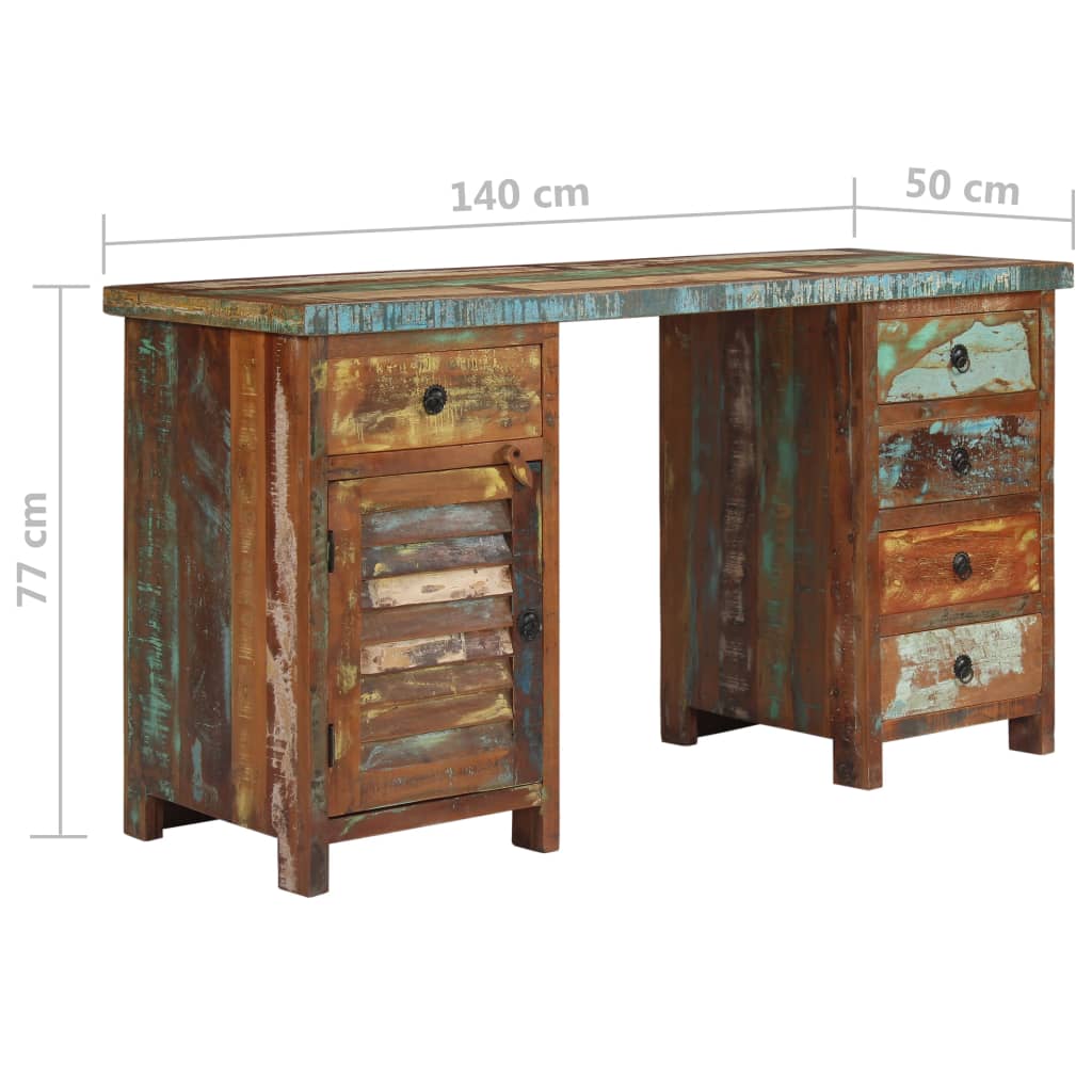 vidaXL Bureau 140x50x77 cm bois recyclé massif