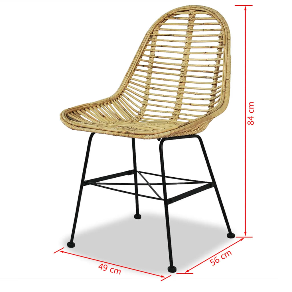 vidaXL Dining Chairs 2 pcs natural rattan