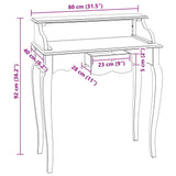 vidaXL Schrijftafel 80x40x92 cm massief mahoniehout