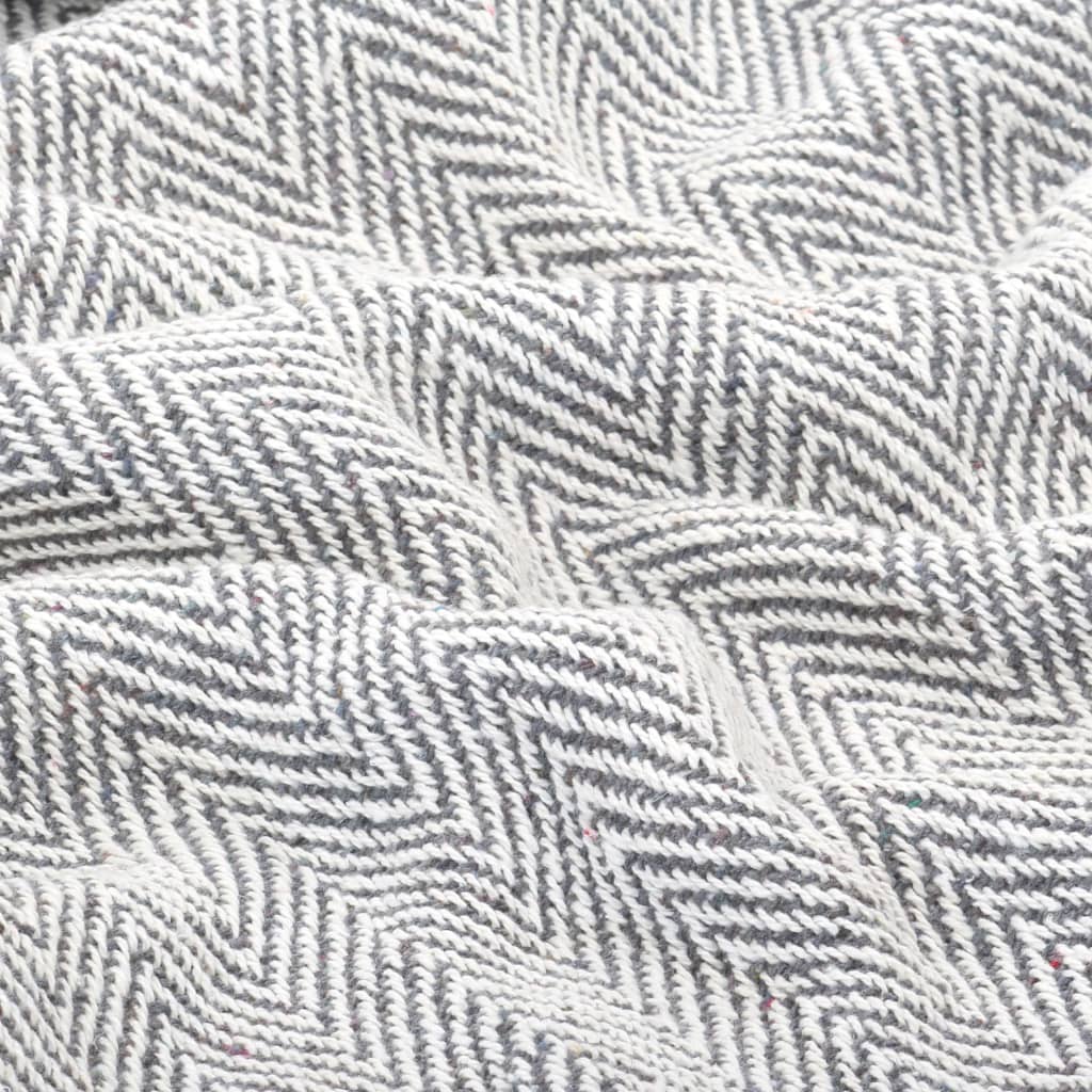 vidaXL Herringbone Plaid 125x150 cm cotton grey