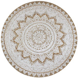 vidaXL Round Braided Jute Rug with Print 90 cm