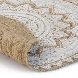 vidaXL Round Braided Jute Rug with Print 90 cm