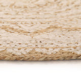 vidaXL Round Braided Jute Rug with Print 90 cm
