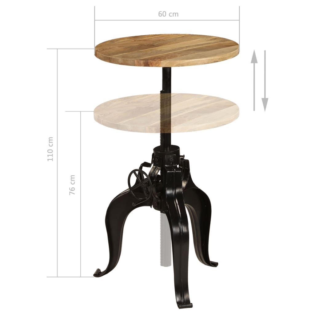 vidaXL Bar table 60x(76-110) cm solid mango wood