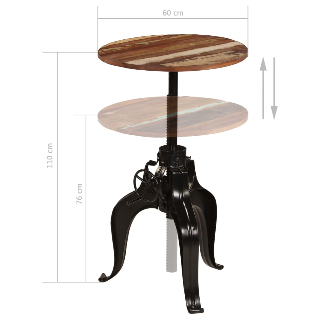 vidaXL Bartafel 60x(76-110) cm bois massif recyclé