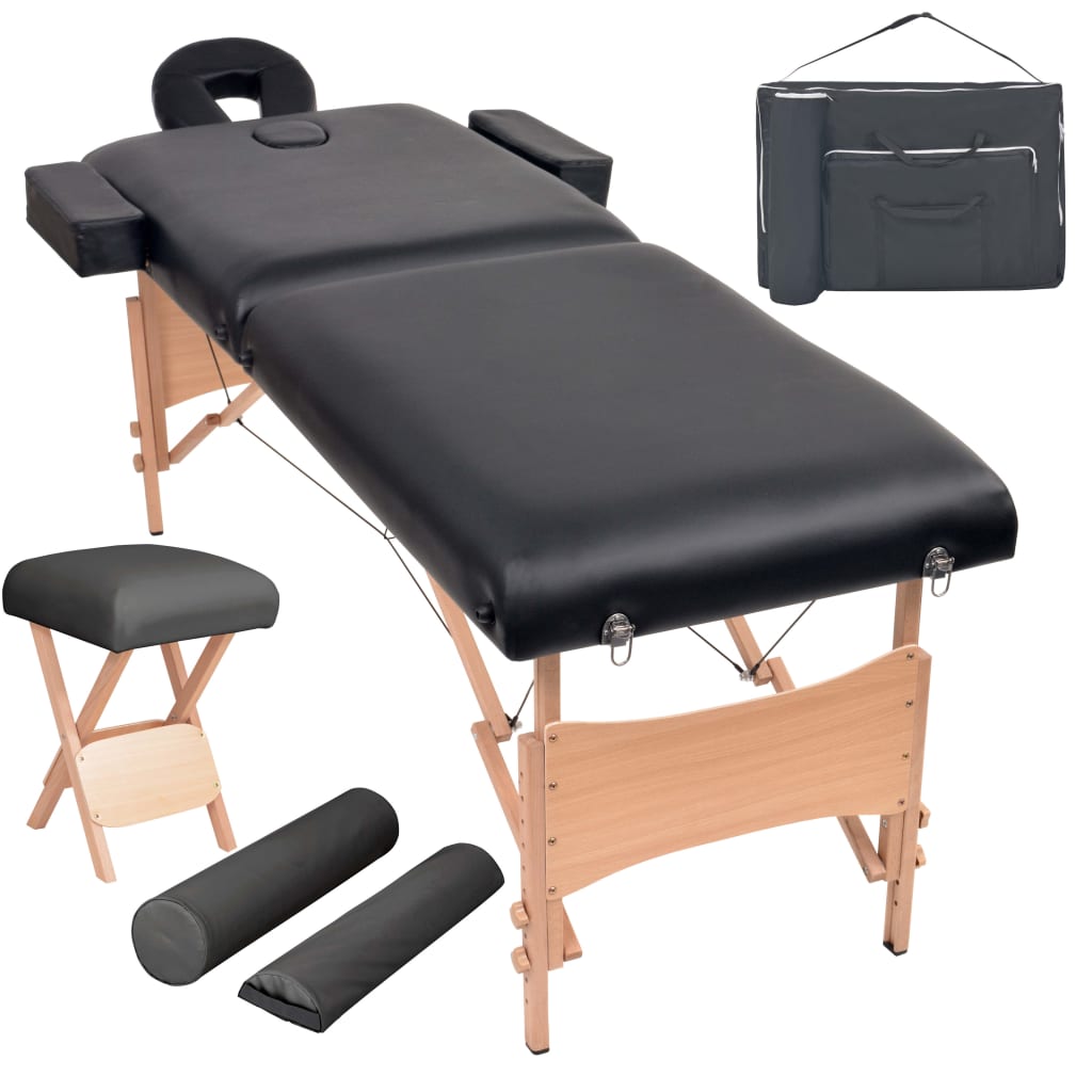 vidaXL Foldable Massage Table and Stool Set 2 Zones 10 cm Thick White