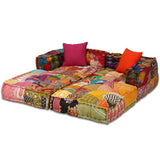 vidaXL Two-Seater Modular Patchwork Fabric Pouf