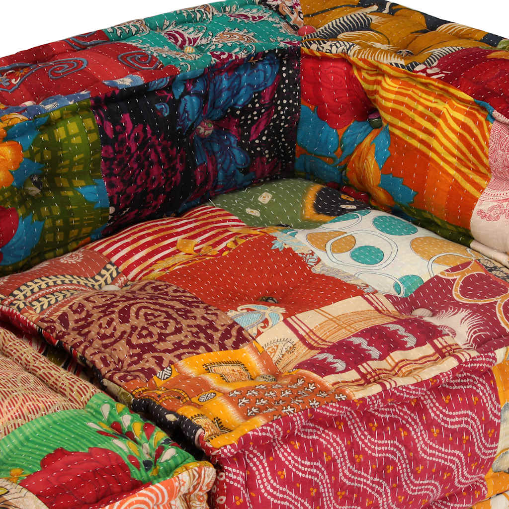 vidaXL Two-Seater Modular Patchwork Fabric Pouf