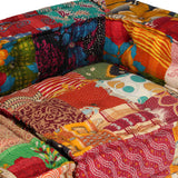 vidaXL Two-Seater Modular Patchwork Fabric Pouf