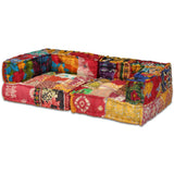 vidaXL Two-Seater Modular Patchwork Fabric Pouf