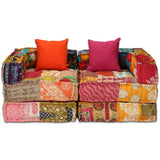 vidaXL Two-Seater Modular Patchwork Fabric Pouf