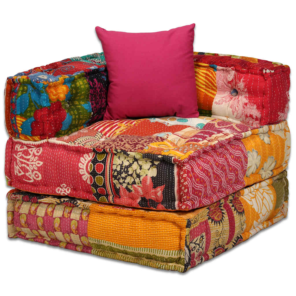 vidaXL Two-Seater Modular Patchwork Fabric Pouf