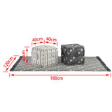 vidaXL Pouffes Geometric Grey and White 40 x 40 x 40 cm Fabric