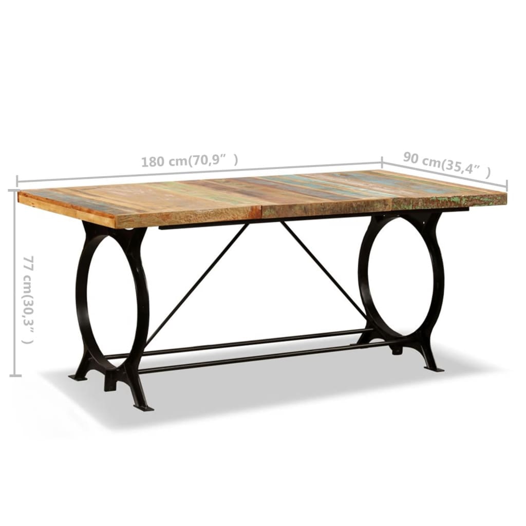 vidaXL Eettafel 180 cm massief gerecycled hout