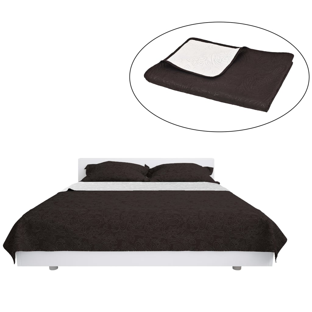 vidaXL Reversible Quilted Bedspread 170x210 cm Cream and Brown