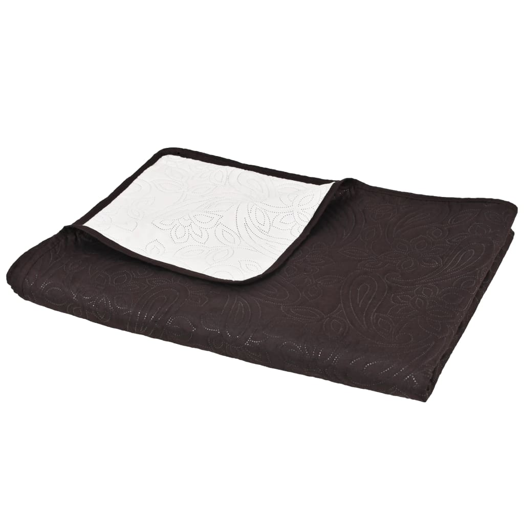 vidaXL Reversible Quilted Bedspread 170x210 cm Cream and Brown