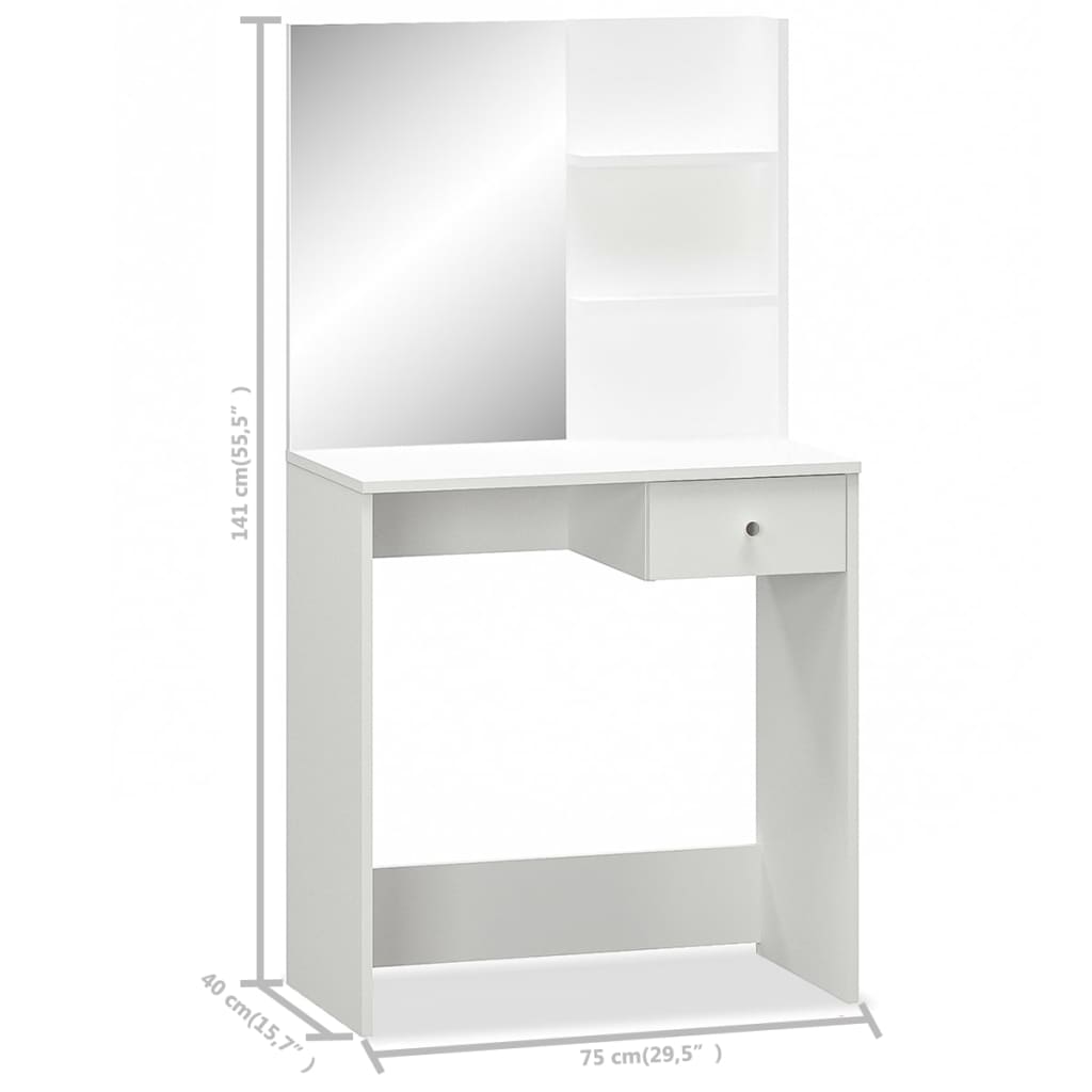 vidaXL Kaptafel 75x40x141 cm bewerkt hout wit