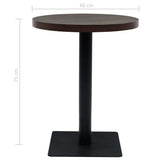 vidaXL Bistrotafel rond 60x75 cm MDF en staal donker essenkleur